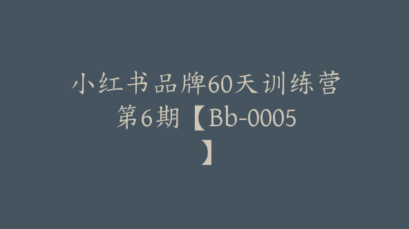 小红书品牌60天训练营第6期【Bb-0005】