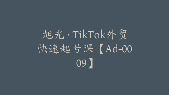 旭光·TikTok外贸快速起号课【Ad-0009】