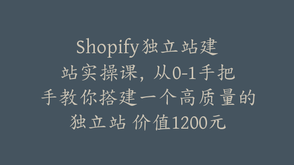 Shopify独立站建站实操课，从0-1手把手教你搭建一个高质量的独立站 价值1200元 【Aa-0015】