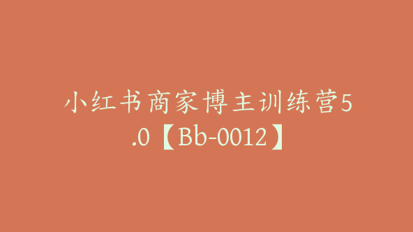 小红书商家博主训练营5.0【Bb-0012】