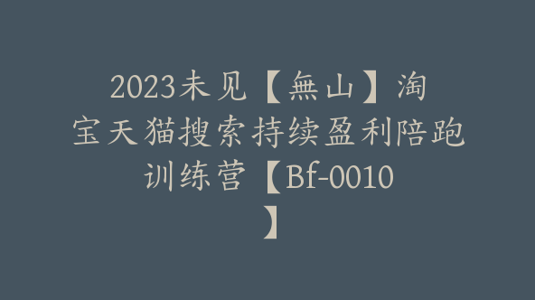 2023未见【無山】淘宝天猫搜索持续盈利陪跑训练营【Bf-0010】