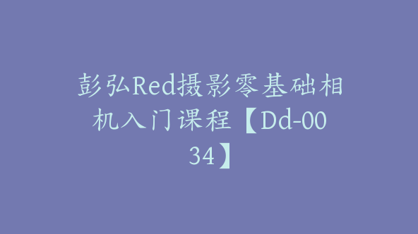 彭弘Red摄影零基础相机入门课程【Dd-0034】