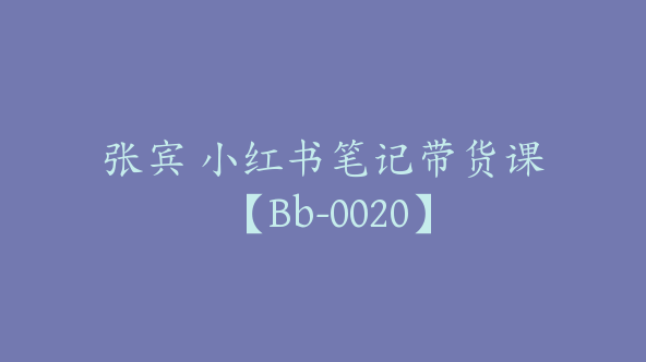 张宾 小红书笔记带货课 【Bb-0020】