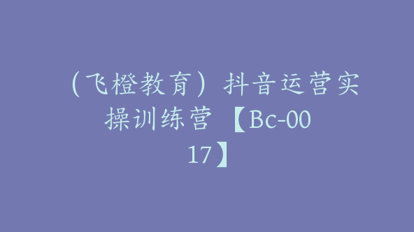 （飞橙教育）抖音运营实操训练营 【Bc-0017】