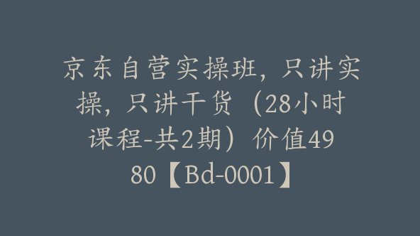 京东自营实操班，只讲实操，只讲干货（28小时课程-共2期）价值4980【Bd-0001】