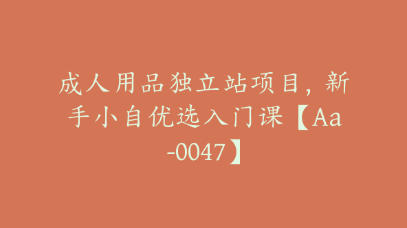 成人用品独立站项目,新手小自优选入门课【Aa-0047】
