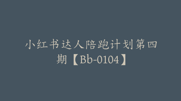 小红书达人陪跑计划第四期【Bb-0104】