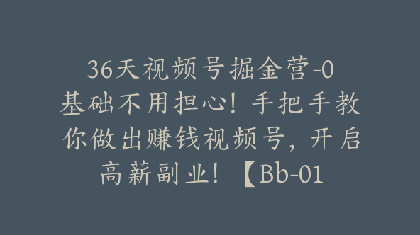 36天视频号掘金营-0基础不用担心！手把手教你做出赚钱视频号，开启高薪副业！【Bb-0130】