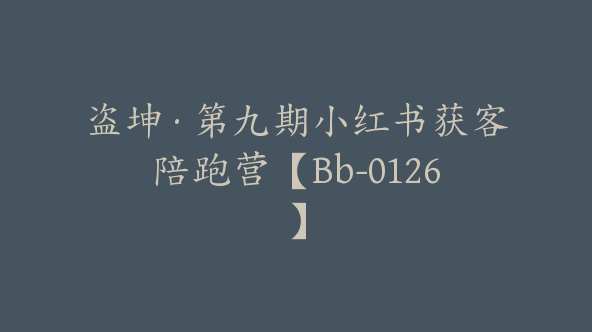 盗坤·第九期小红书获客陪跑营【Bb-0126】