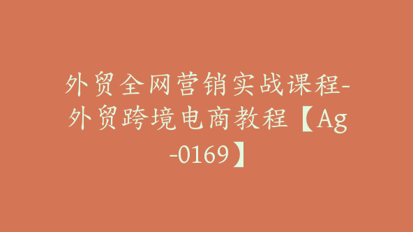 外贸全网营销实战课程-外贸跨境电商教程【Ag-0169】
