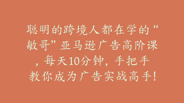 聪明的跨境人都在学的“敏哥”亚马逊广告高阶课，每天10分钟，手把手教你成为广告实战高手！【Ac-0035】
