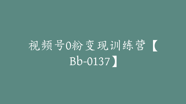 视频号0粉变现训练营【Bb-0137】