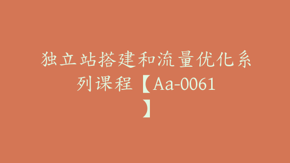 独立站搭建和流量优化系列课程【Aa-0061】