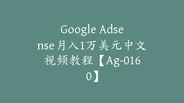 Google Adsense月入1万美元中文视频教程【Ag-0160】