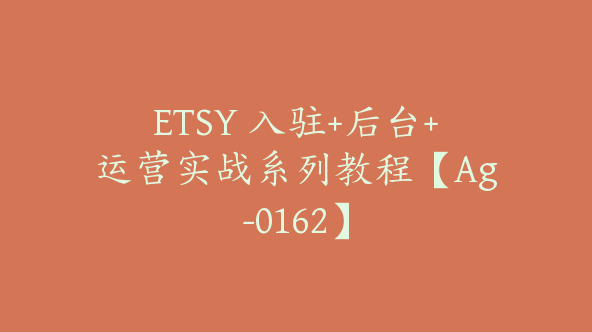 ETSY 入驻+后台+运营实战系列教程【Ag-0162】