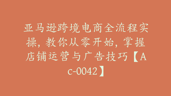 亚马逊跨境电商全流程实操，教你从零开始，掌握店铺运营与广告技巧【Ac-0042】