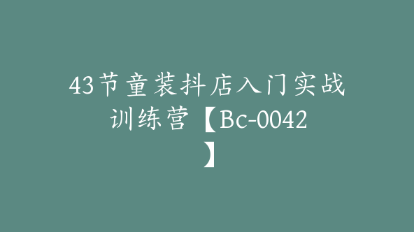 43节童装抖店入门实战训练营【Bc-0042】