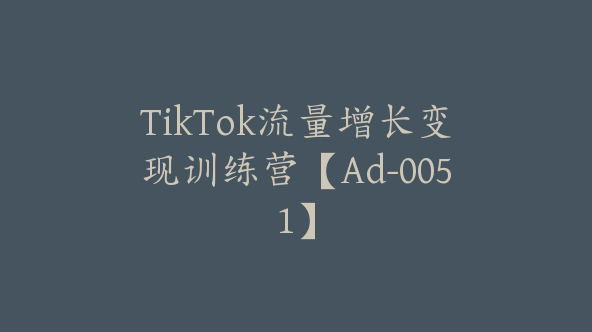 TikTok流量增长变现训练营【Ad-0051】