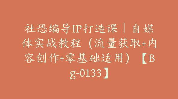 社恐编导IP打造课｜自媒体实战教程（流量获取+内容创作+零基础适用）【Bg-0133】