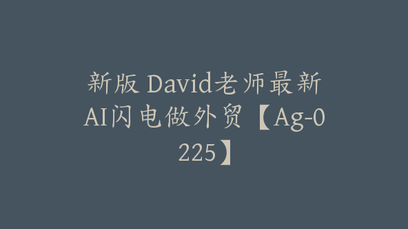 新版 David老师最新AI闪电做外贸【Ag-0225】