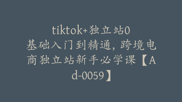 tiktok+独立站0基础入门到精通，跨境电商独立站新手必学课【Ad-0059】